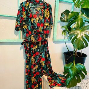 America & Beyond Leopard & Rose Jumpsuit - Size XL -